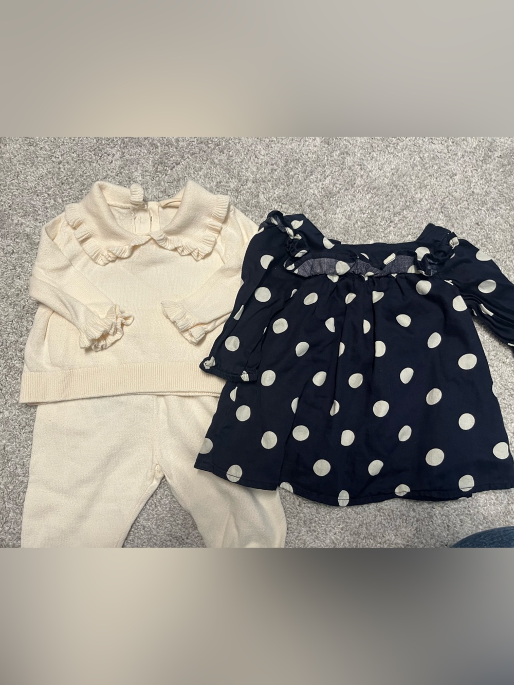 GAP Cream Ruffle Collar Knit Matching Set and Dress